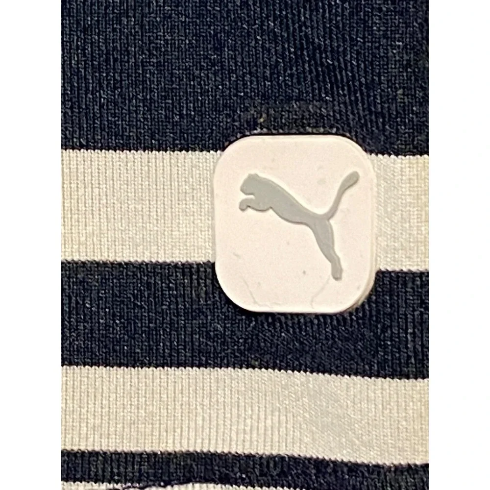 PUMA large Cloudspun SLEEVELESS Valley Womens Shirt Blue White Striped Golf - Picture 6 of 8